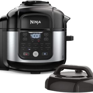 Ninja Foodi 11-in-1 6.5-Qt Pro Pressure Cooker, Air Fryer with Stainless Finish that Steams, Slow Cooks with 4.6-QT Crisper Plate, Broil Rack, Recipe Book, Pressure Cook, Steam, Slow Cook, Air Crisp.